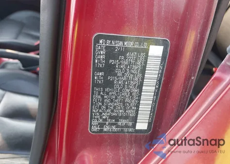 2011 Nissan Juke Sl из США, поврежденный, VIN JN8AF5MV1BT017420